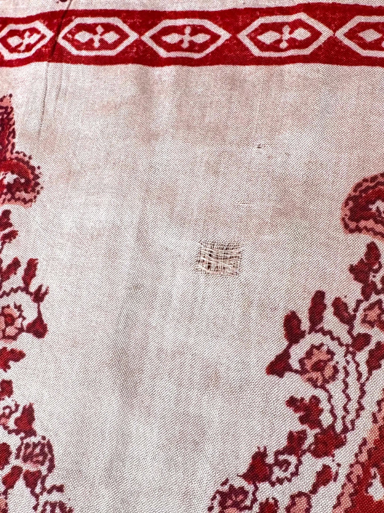 Camicia in Seta Sari Rosa Cipria Ramoscelli e Rose Unisex - Taglia L