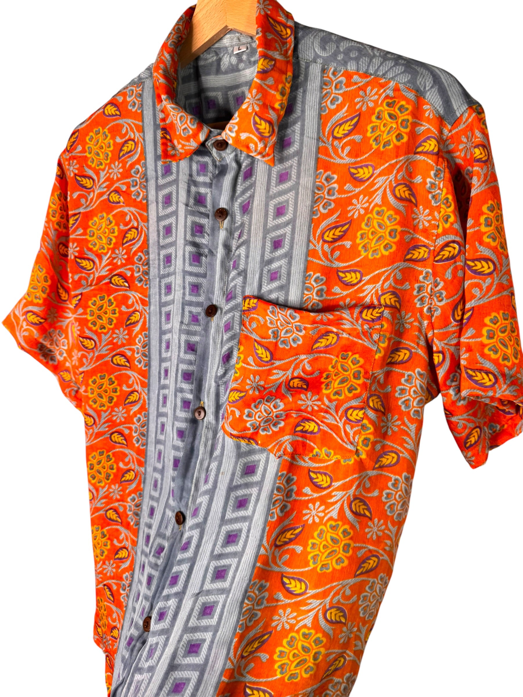 Camicia Particolare Arancio Grigio - Sari - Taglia L