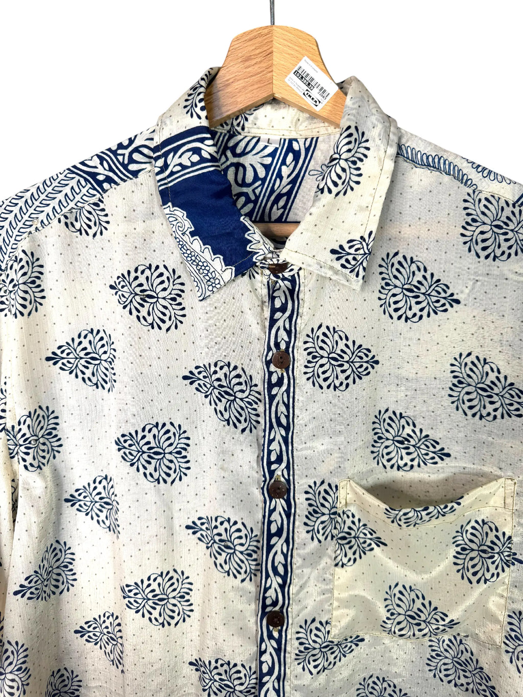 Camicia Etnica Sari Paisley Blu Indaco - Taglia L CAMICIE PARTICOLARI