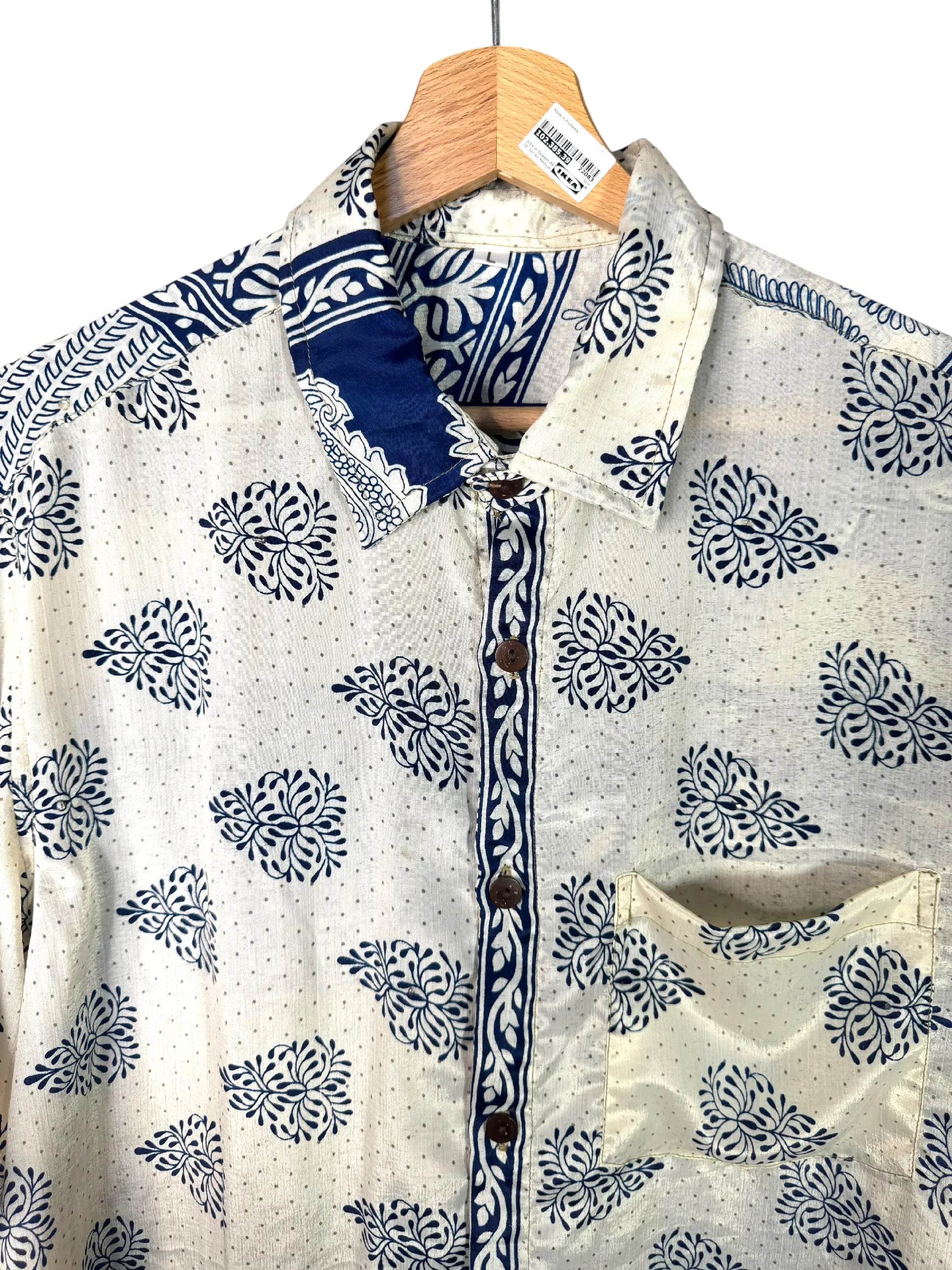 Camicia Etnica Sari Paisley Blu Indaco - Taglia L CAMICIE PARTICOLARI