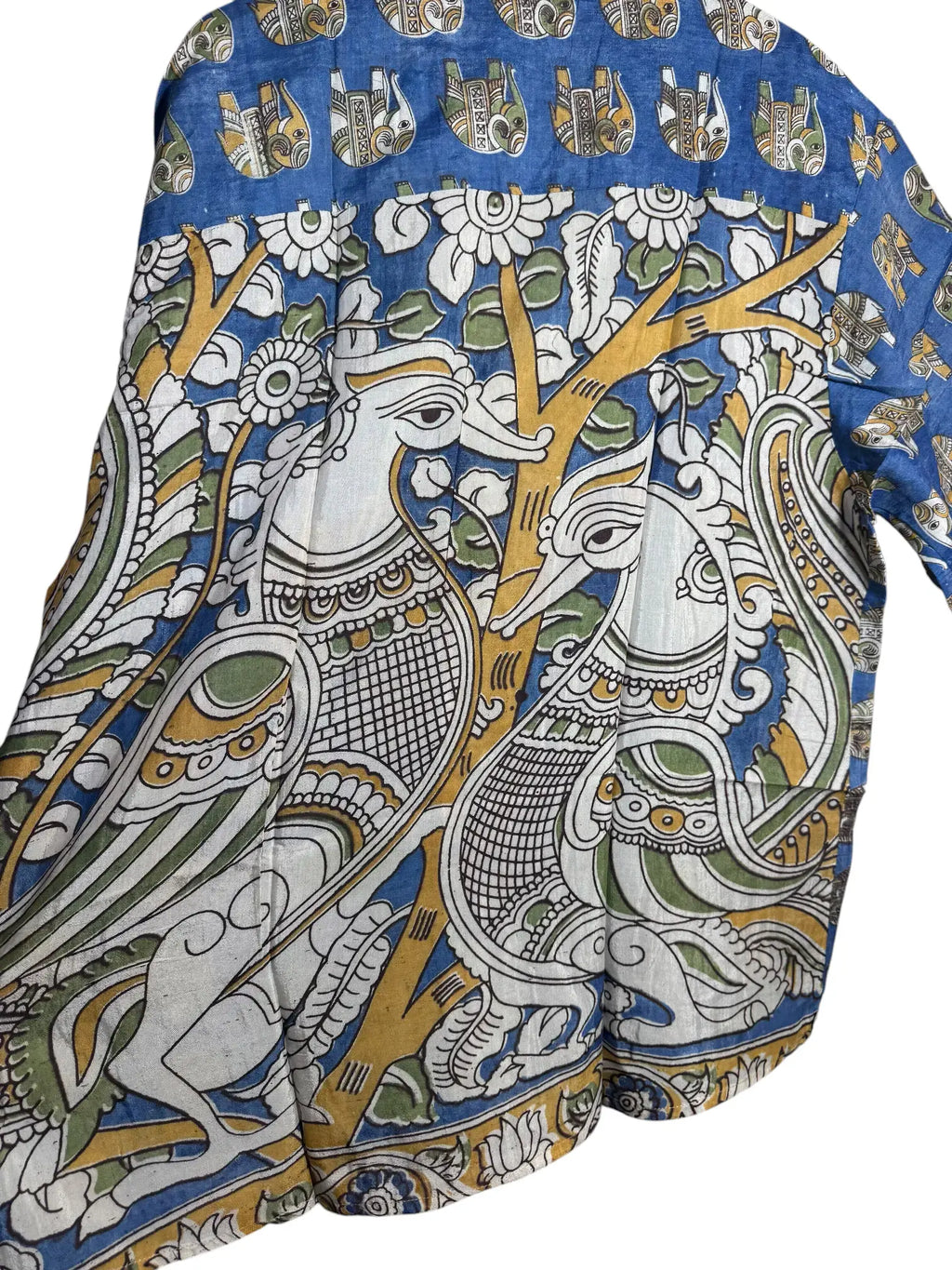 Camicia Etnica Sari Block Print Elefanti - Taglia XL