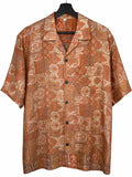 Camicia in Seta Sari Paisley Mandala Terracotta Unisex - Taglia S