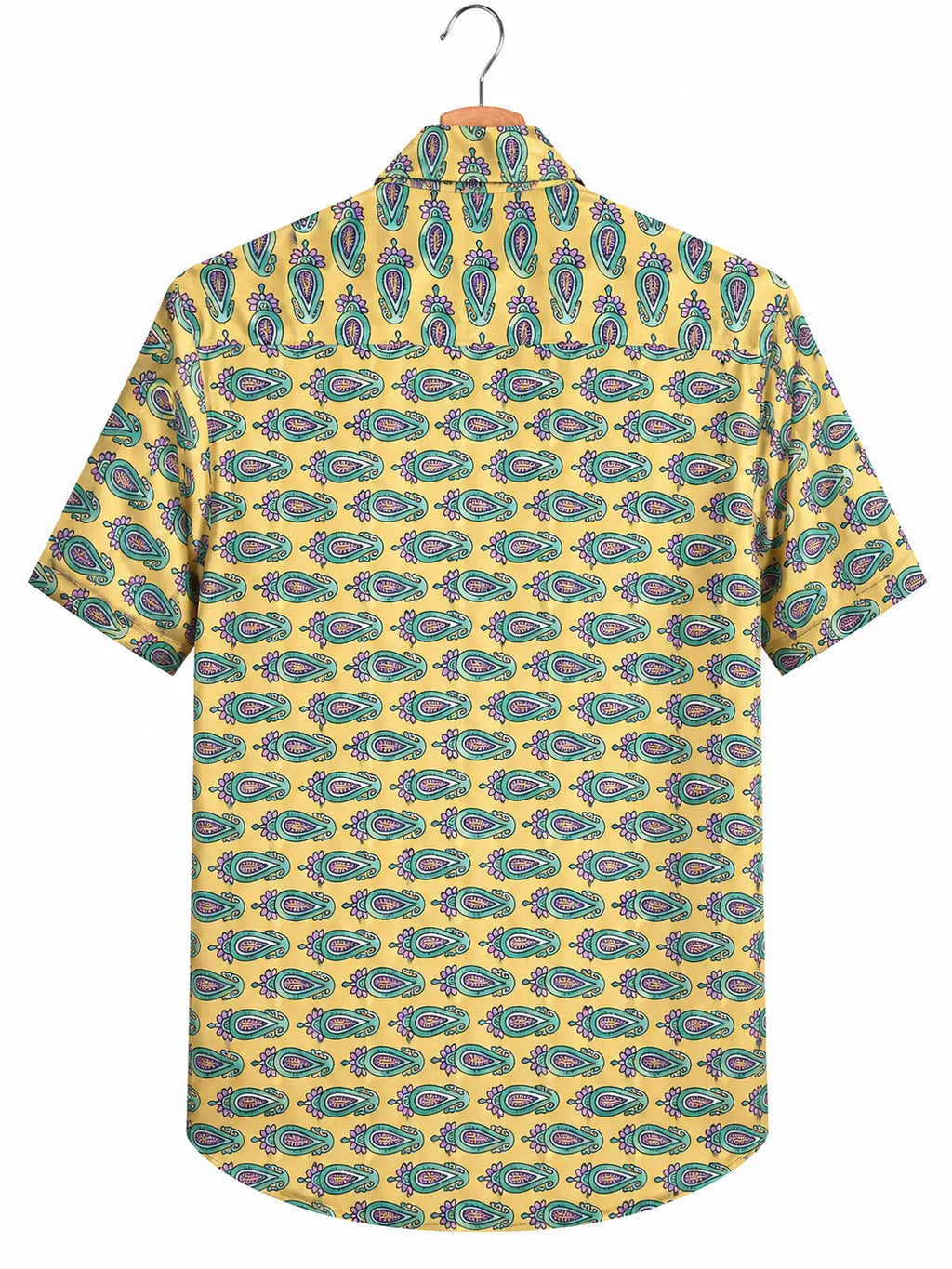 Camicia Sari Etnica Giallo Paisley Turchese Lilla Unisex - Taglia S