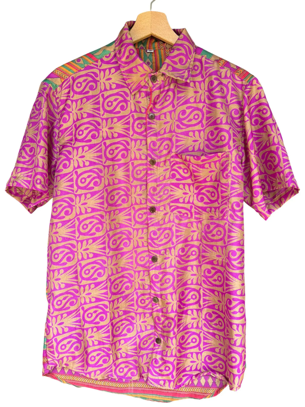 Camicia Etnica Rosa e Turchese Fantasia Vintage - Taglia M