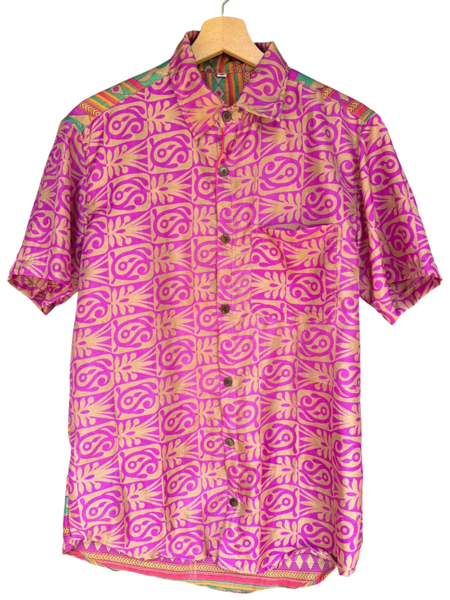 Camicia Etnica Rosa e Turchese Fantasia Vintage - Taglia M