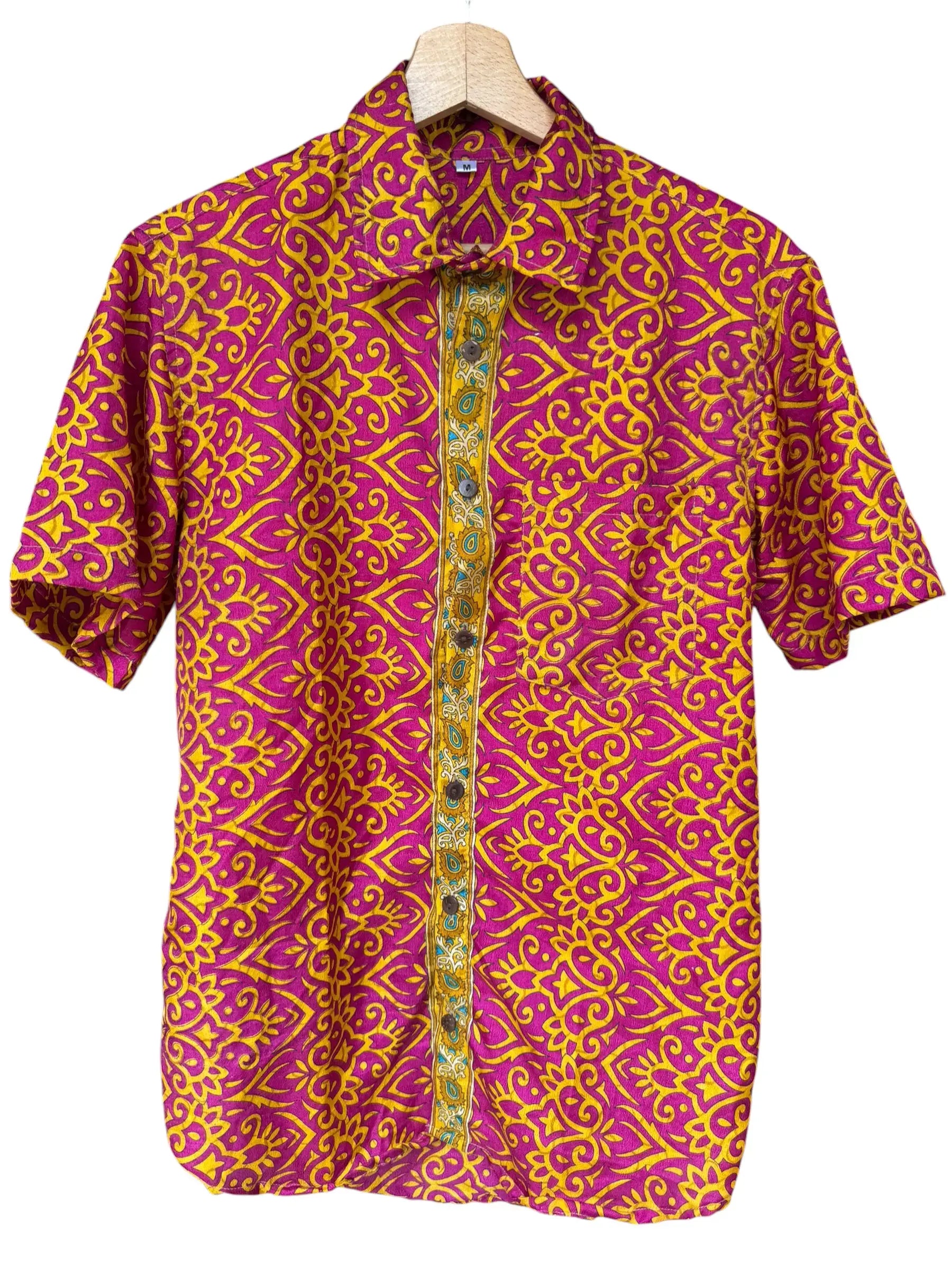 Camicia Etnica Fucsia e Oro Fantasia Orientale - Taglia M