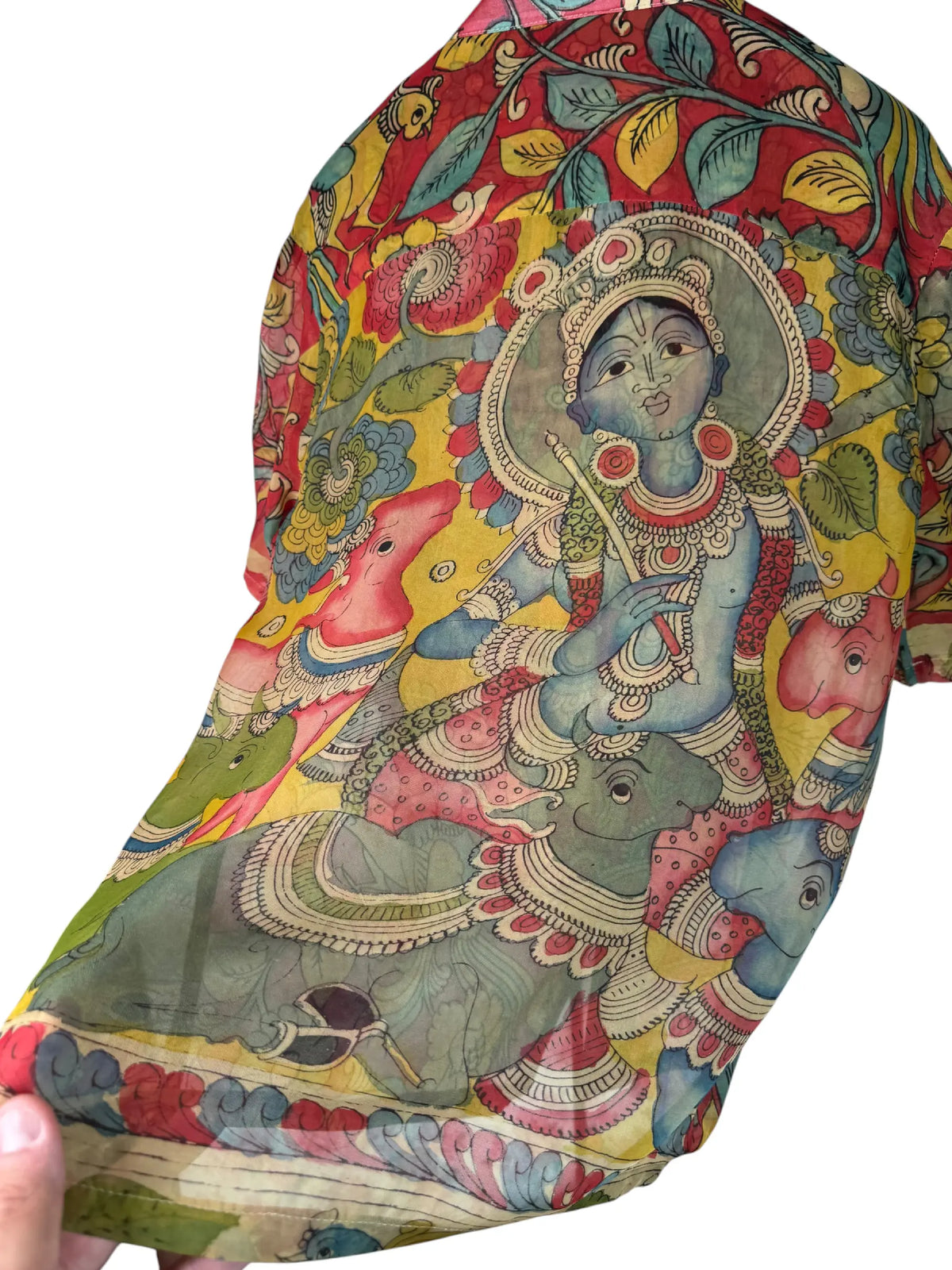 Camicia Etnica Seta Tussar Organza Krishna Fiori - Tg S