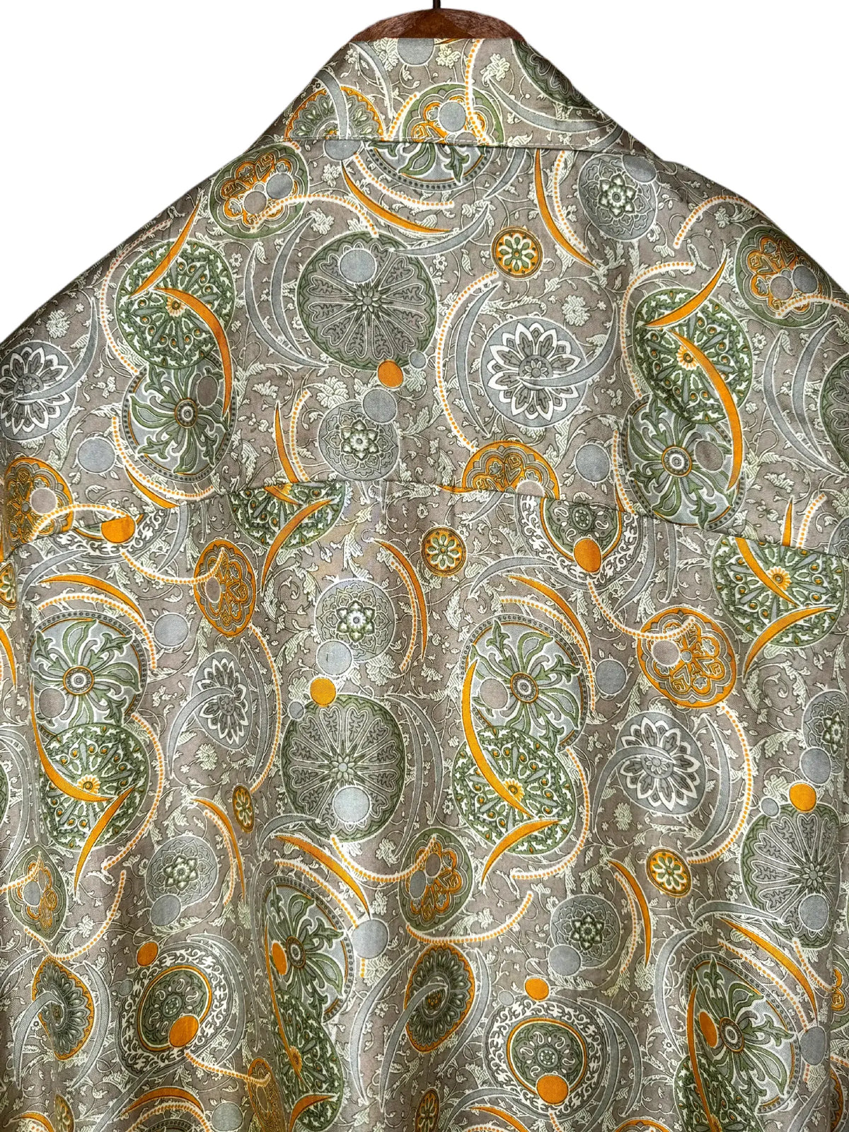 Camicia Etnica in Seta Sari Vintage Medaglioni Salvia - Taglia M