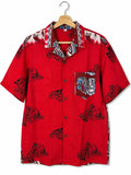 Camicia Etnica Sari Block Print Rosso Krishna Radha - Taglia M CAMICIE PARTICOLARI