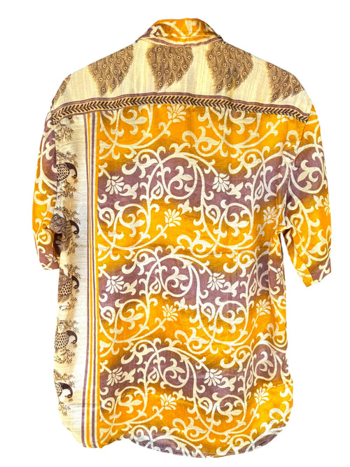 Camicia Etnica Pavoni e Fantasia Orientale Upcycled - Taglia XL