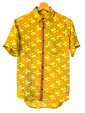 Camicia Etnica Senape Fantasia Geometrica Vintage - Taglia S
