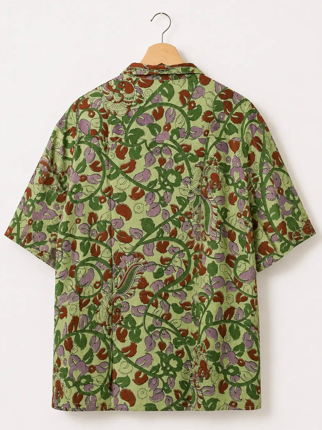 Camicia Sari Block Print Floreale Verde Salvia Unisex - Taglia M CAMICIE PARTICOLARI