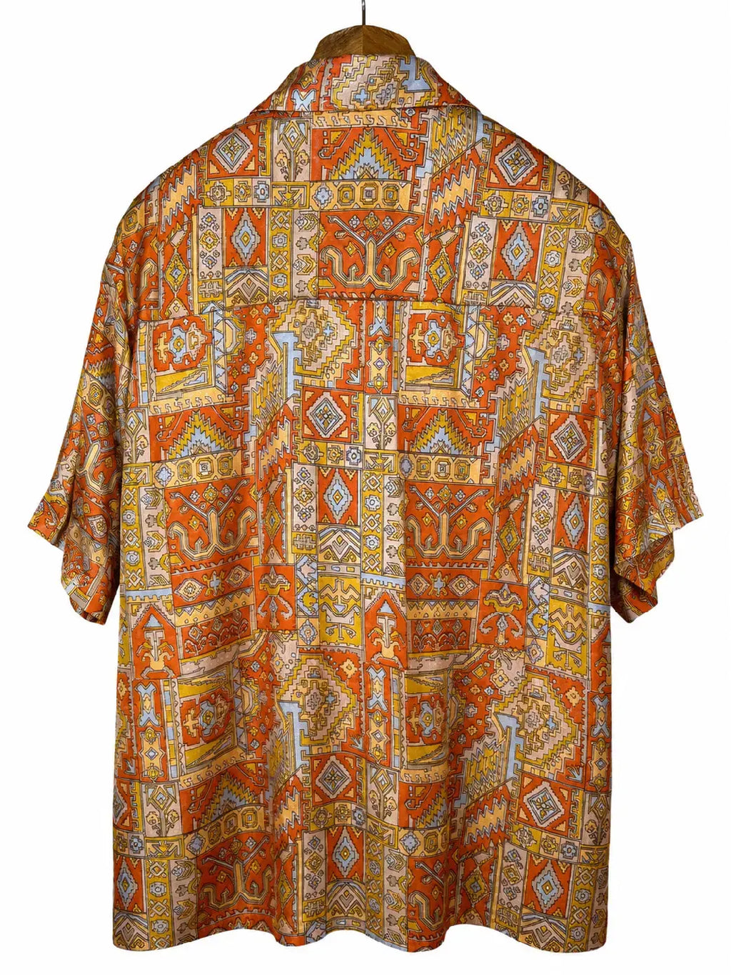 Camicia Etnica in Seta Sari Vintage Kilim Arancio - Taglia S