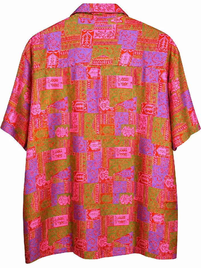 Camicia in Seta Sari Patchwork Etnico Unisex - Taglia M