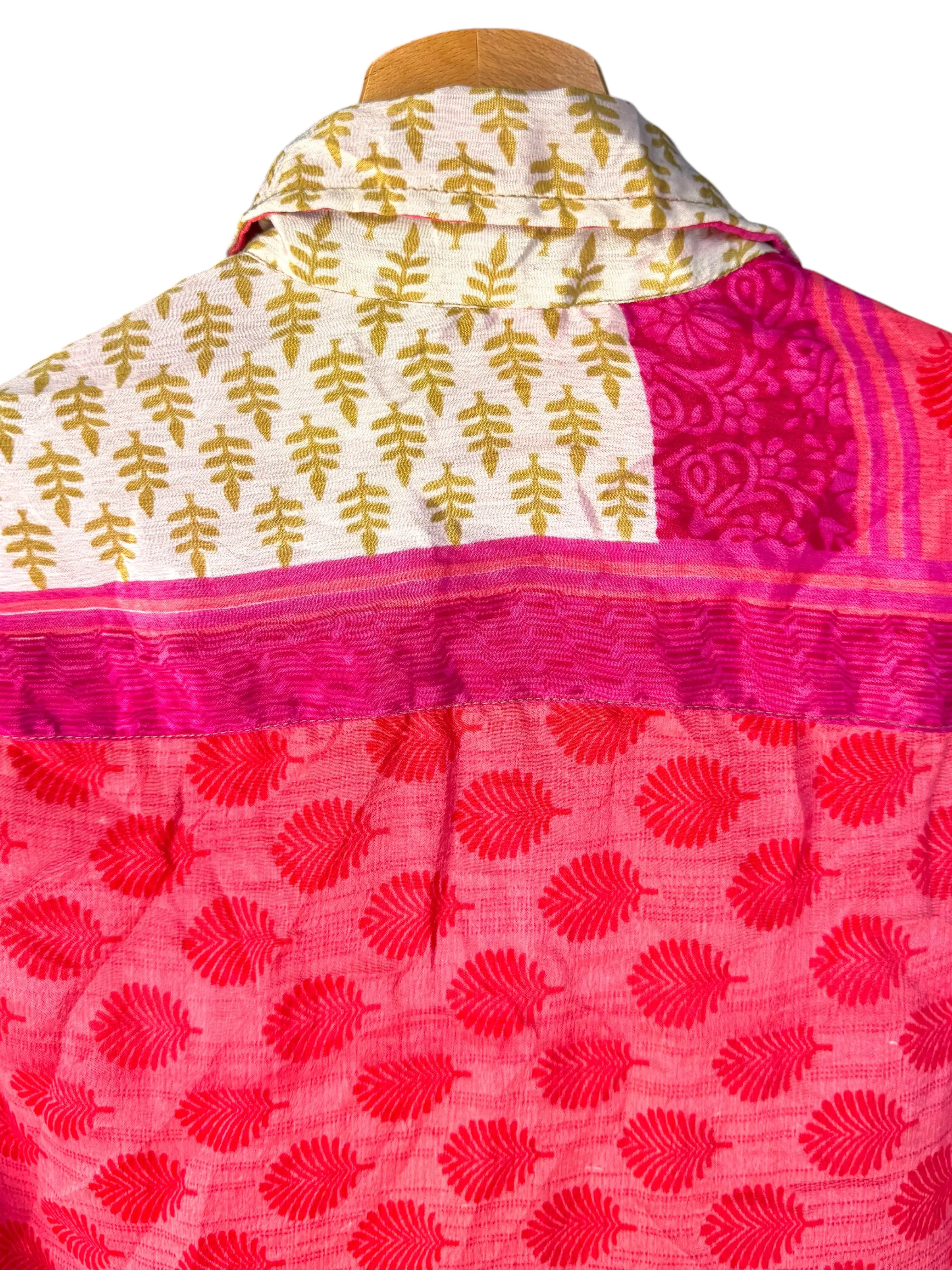 Camicia Etnica Rosa Fluo e Fucsia Boho Vintage Unisex - Taglia M