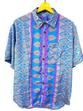 Camicia Etnica Azzurra Arancio Paisley Boho Sari Festival - Taglia XL