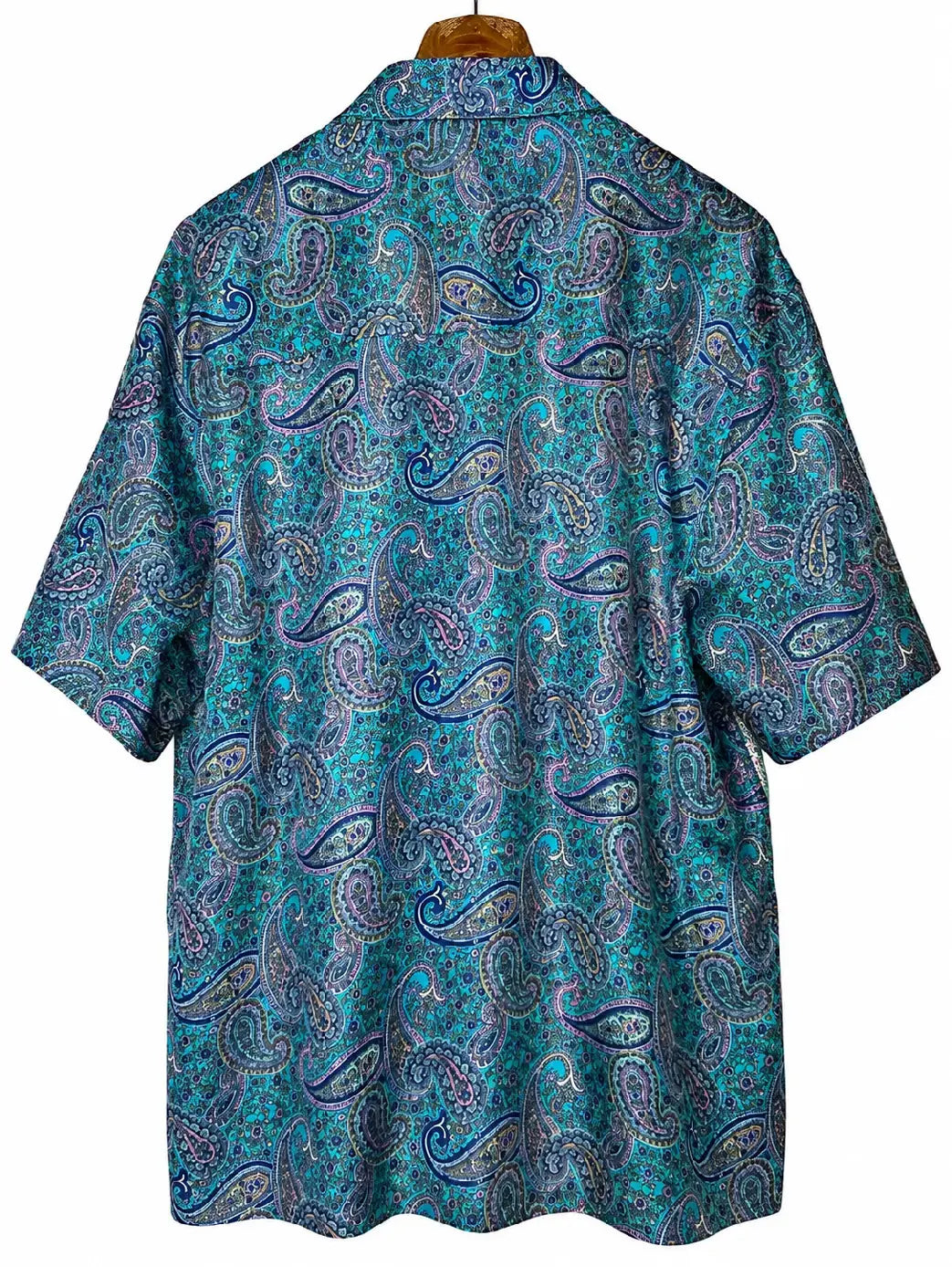 Camicia Etnica Sari Seta Paisley Turchese - Taglia M