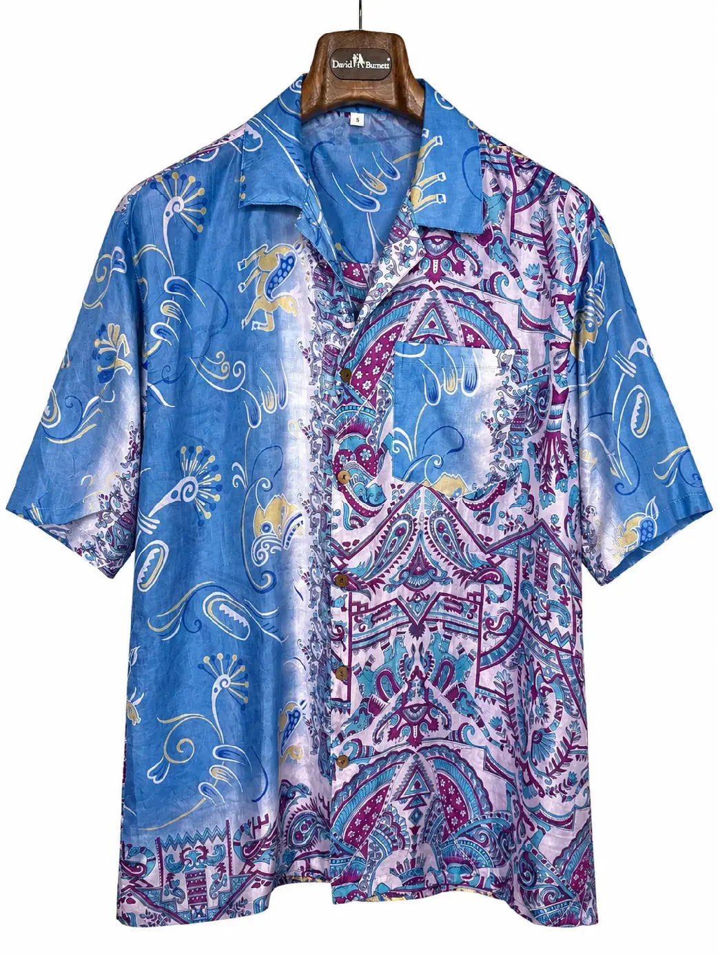 Camicia Etnica in Seta Sari Vintage Danzatrici Elefanti - Taglia S