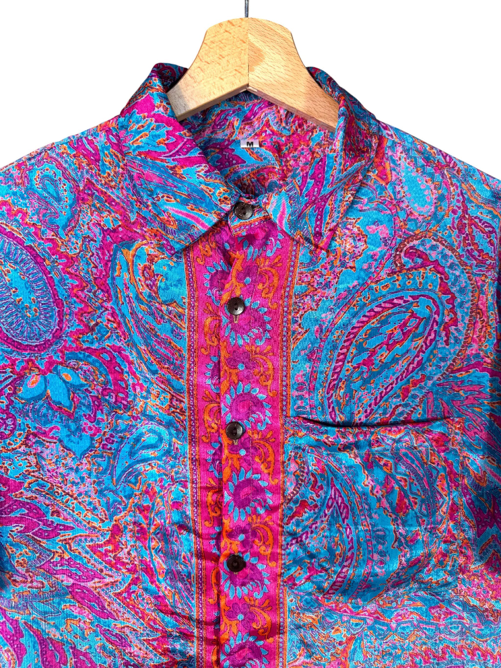 Camicia Etnica Sari Paisley Fucsia Turchese - Taglia M CAMICIE PARTICOLARI
