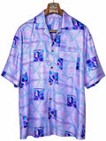 Camicia Etnica Sari Fantasia Geometrica Viola - M