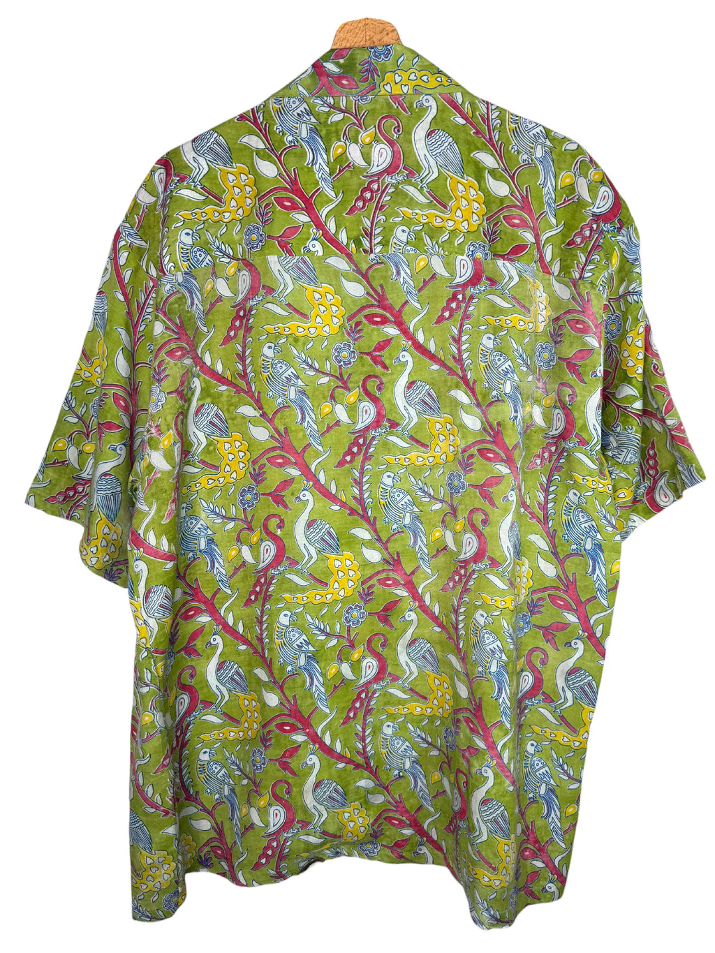 Camicia Etnica Kalamkari Pavoni Verde - Taglia M