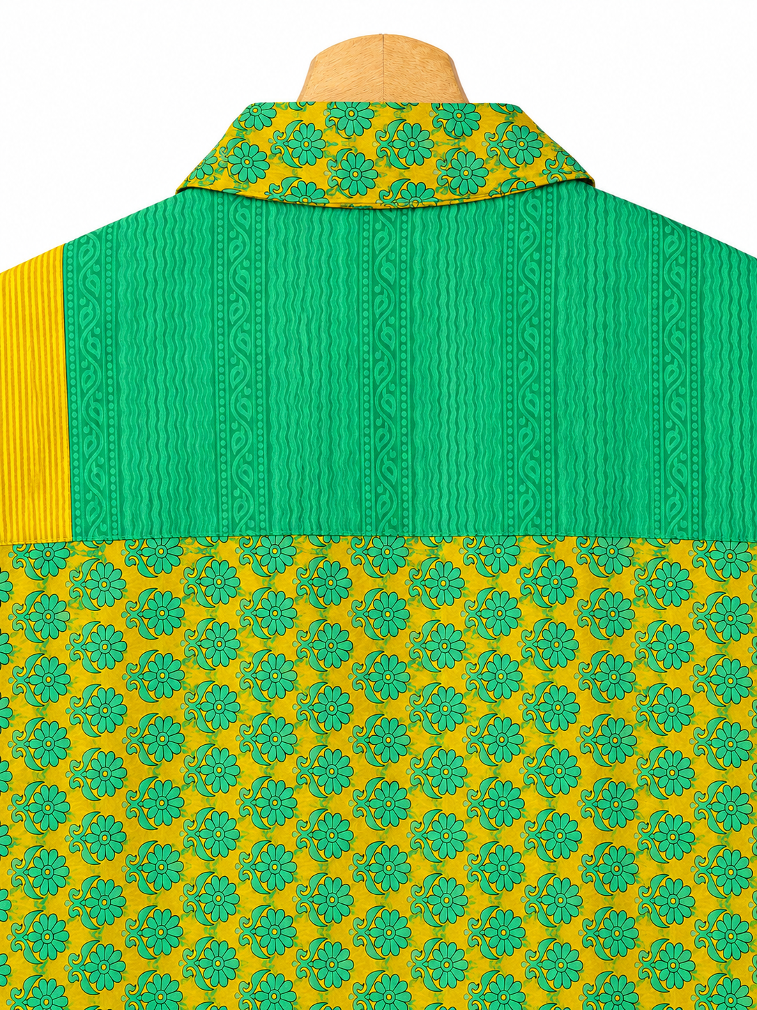 Camicia Etnica Gialla Verde - Floreale Boho - Unisex Taglia M