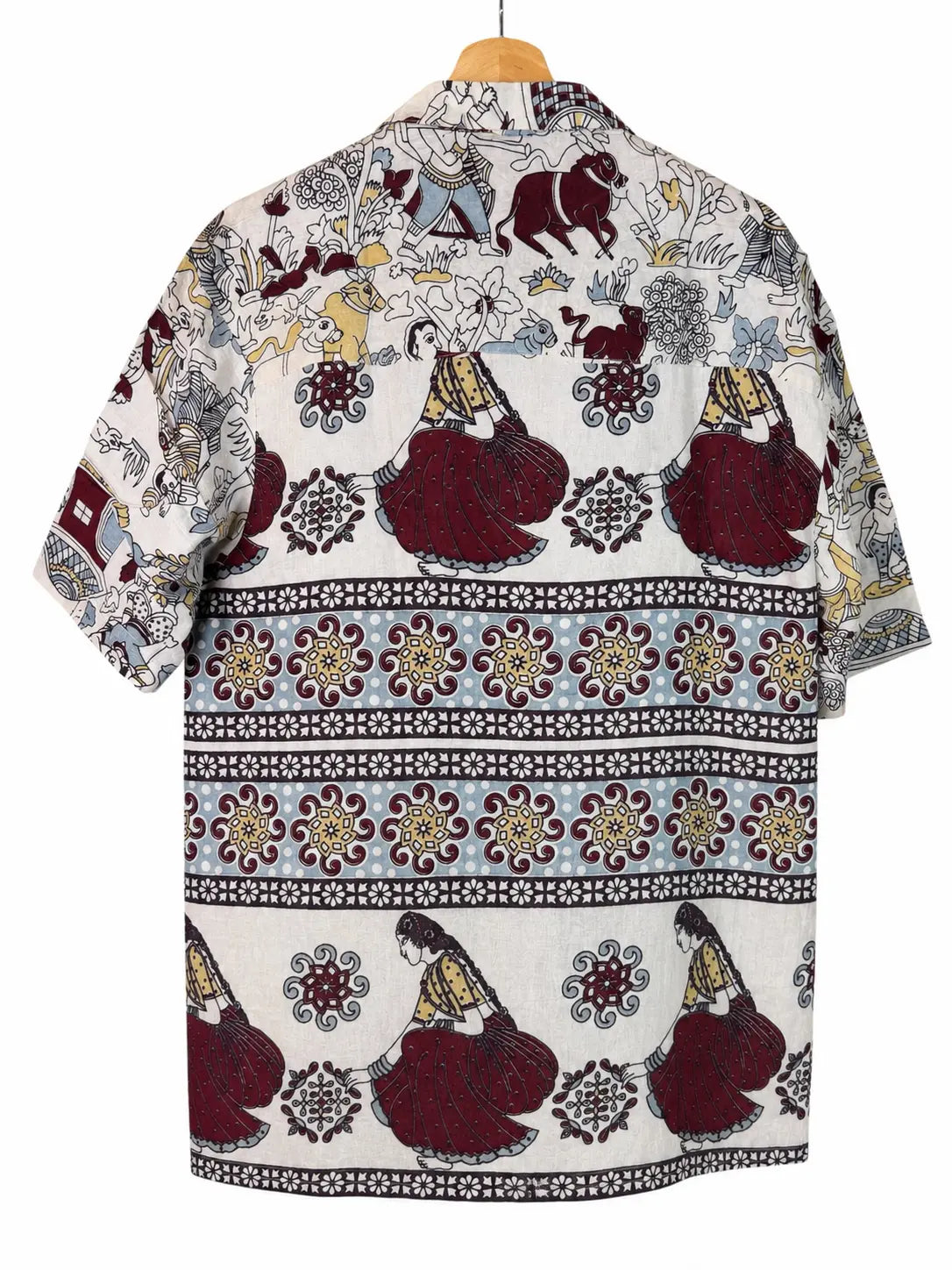 Camicia Etnica Sari Block Print Avorio Vita di Villaggio - Taglia M CAMICIE PARTICOLARI