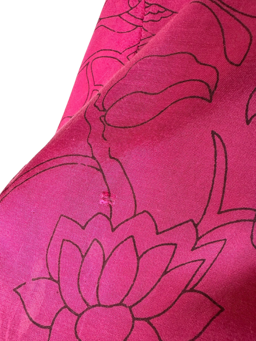 Camicia Etnica Kalamkari Fiori e Uccelli Cotone Fucsia - L
