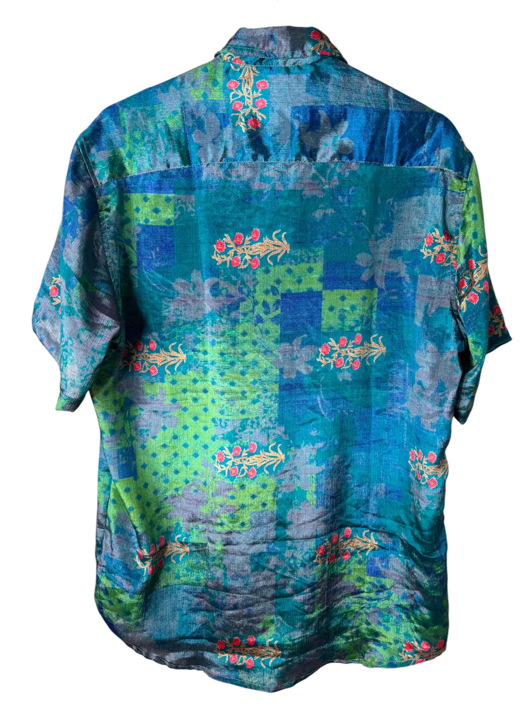 Camicia Particolare Blu e Verde - Sari - Taglia L