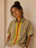 Camicia Etnica Verde Lime Viola Mandala Paisley Boho - Unisex - Taglia M CAMICIE PARTICOLARI