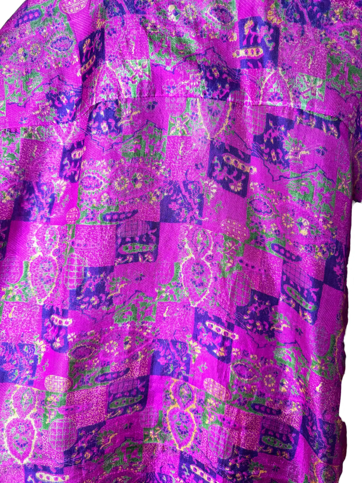 Camicia Etnica Sari Fucsia Motivo Paisley - Taglia M