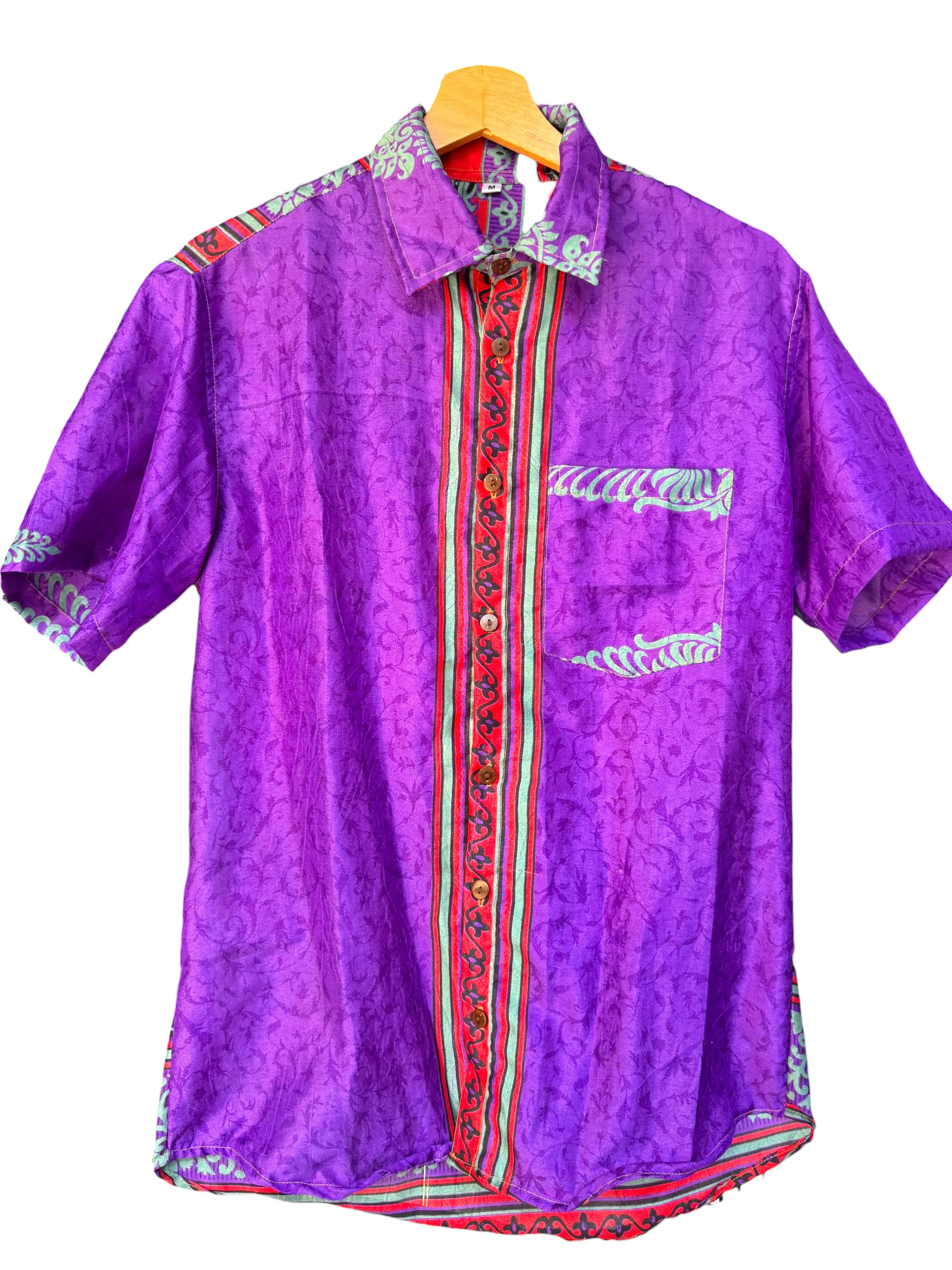 Camicia sari indiani unisex viola paisley etnica Unisex - taglia M