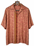 Camicia Etnica Sari Seta Spirali Terracotta - Taglia S