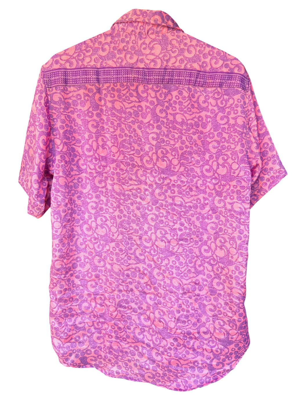 Camicia Etnica Rosa Viola - Paisley Sari - Unisex Festival - Taglia L