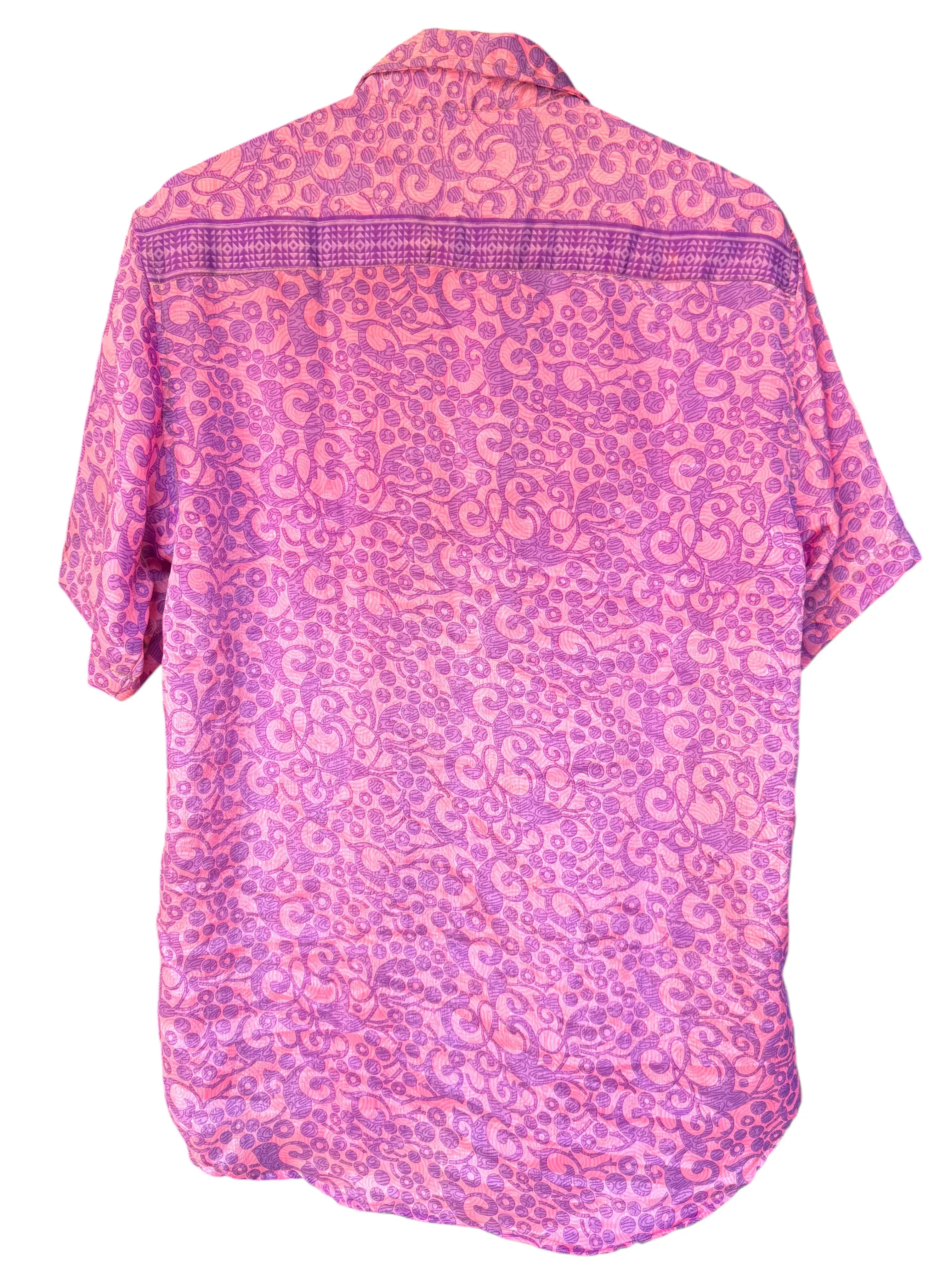 Camicia Etnica Rosa Viola - Paisley Sari - Unisex Festival - Taglia L