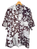 Camicia Etnica Kalamkari Figure e Tralci Marrone - Taglia L