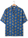 Camicia Etnica Sari Block Print Blu Elefanti Kalamkari - Taglia L CAMICIE PARTICOLARI