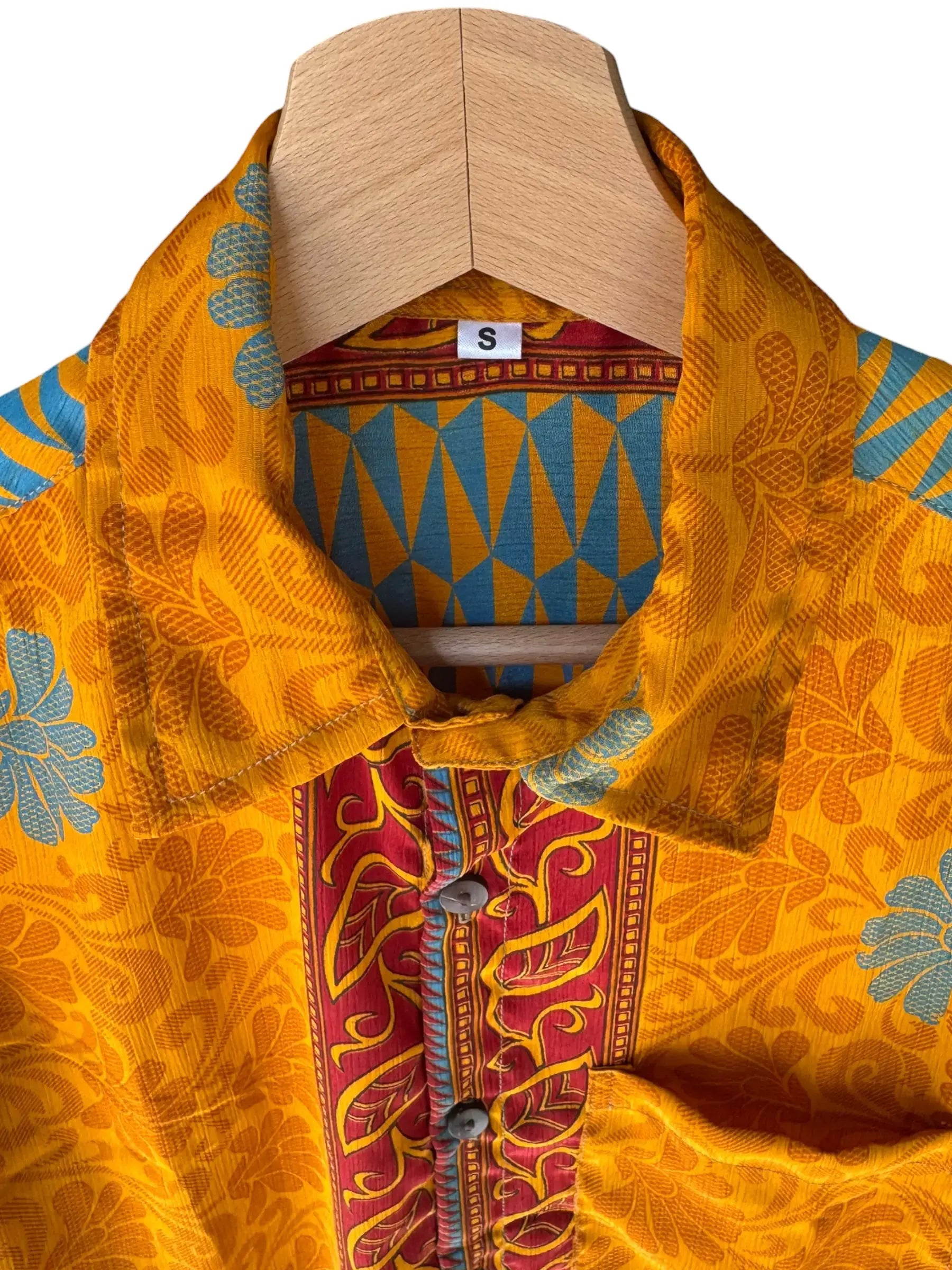 Camicia Etnica Arancione Fantasia Floreale Boho - Taglia S