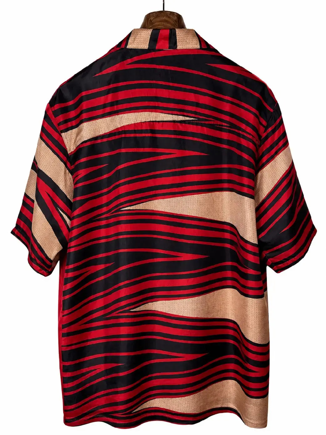 Camicia Etnica in Seta Sari Vintage Righe Fiamma - Taglia L