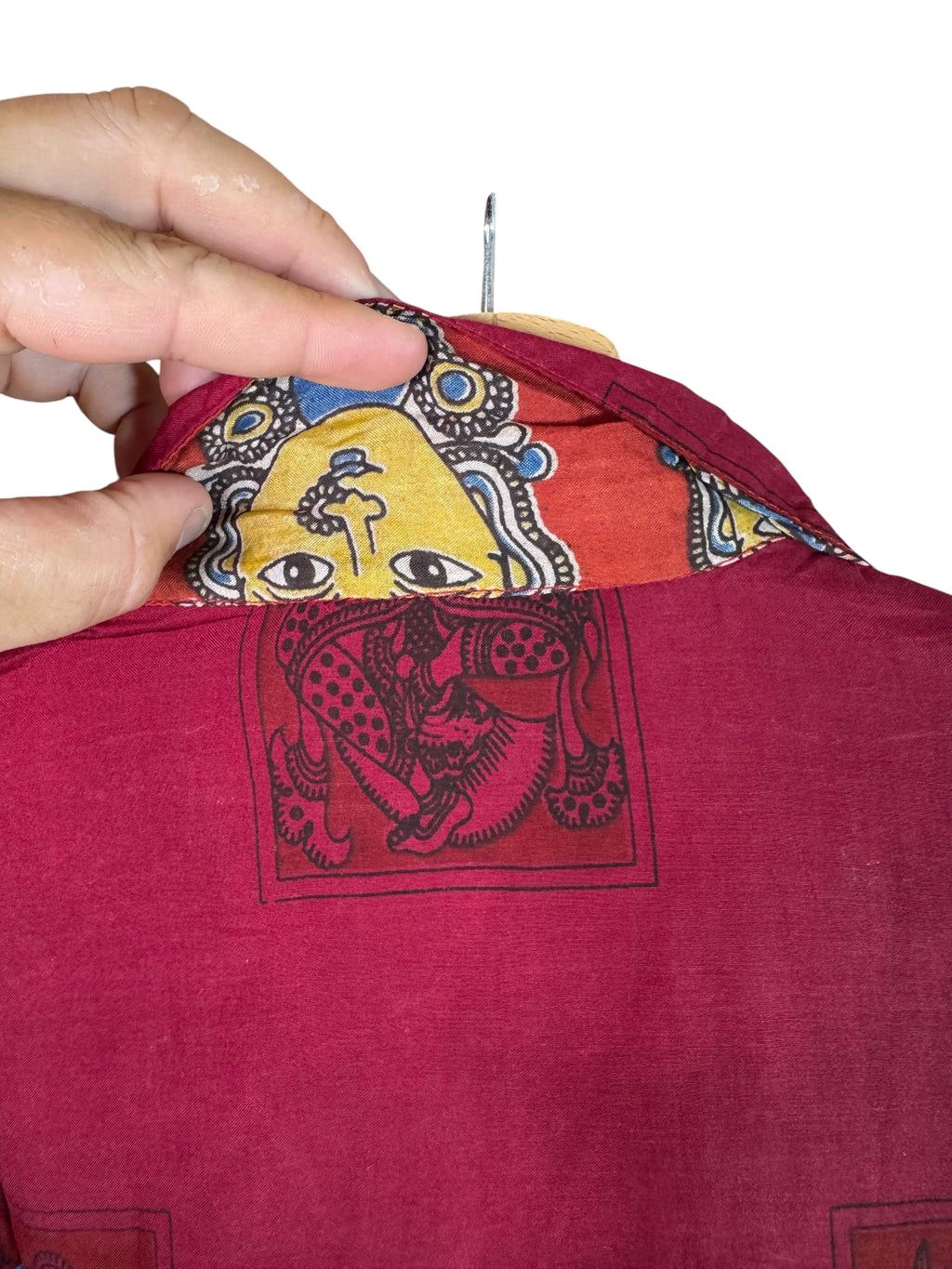 Camicia Sari Block Print Fucsia Pannelli Mitologici Unisex - Taglia M CAMICIE PARTICOLARI
