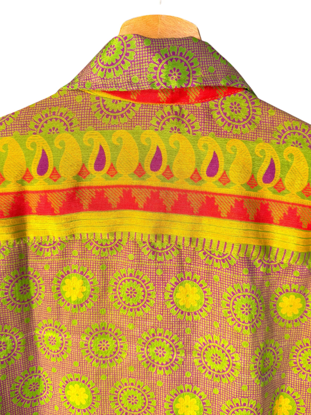 Camicia Etnica Verde Lime Viola Mandala Paisley Boho - Unisex - Taglia M