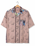Camicia Etnica Sari Block Print Rosa Antico Figure Unisex - Taglia XL CAMICIE PARTICOLARI
