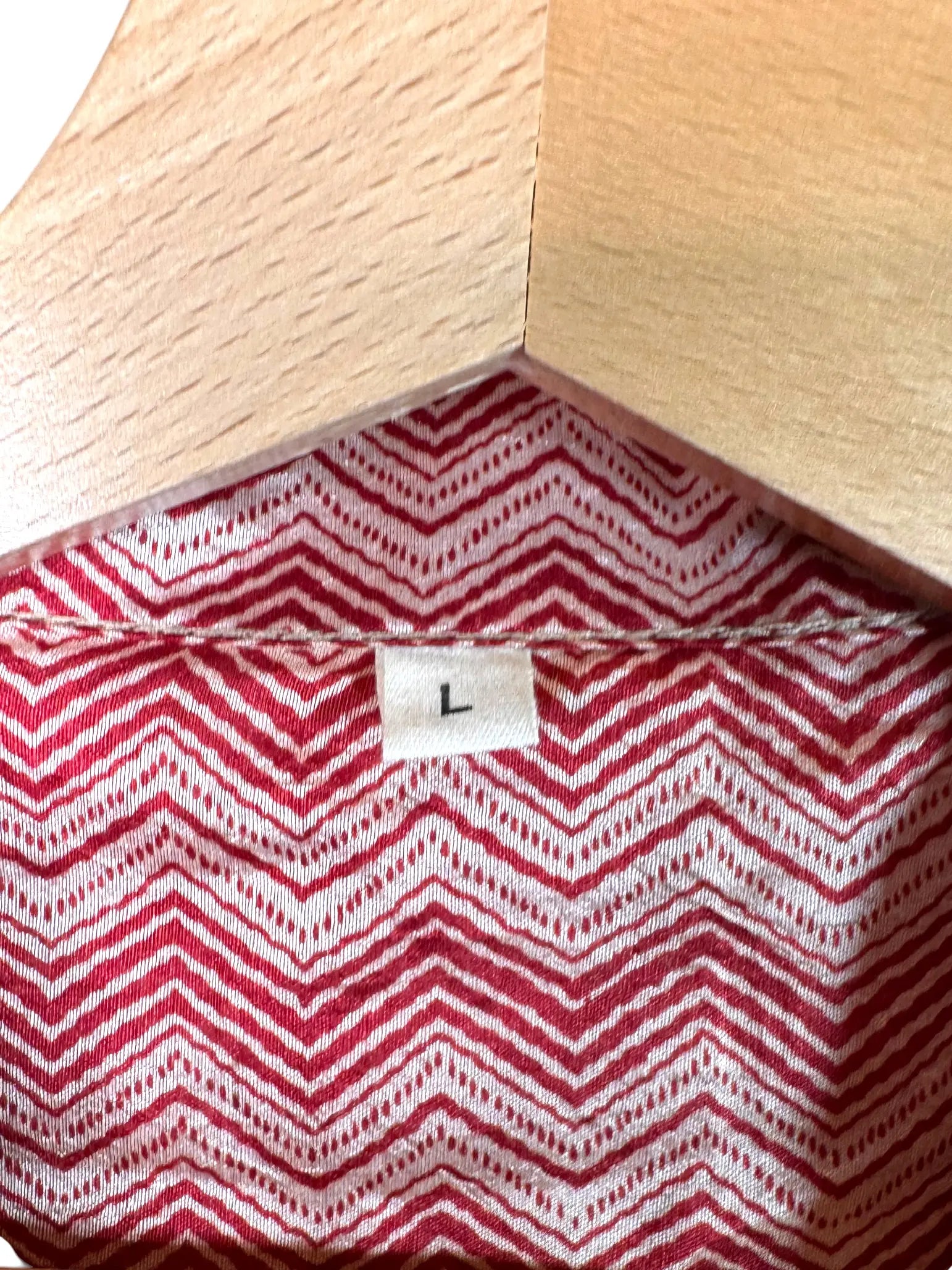 Camicia in Seta Sari Chevron Rosso e Avorio Unisex - Taglia L
