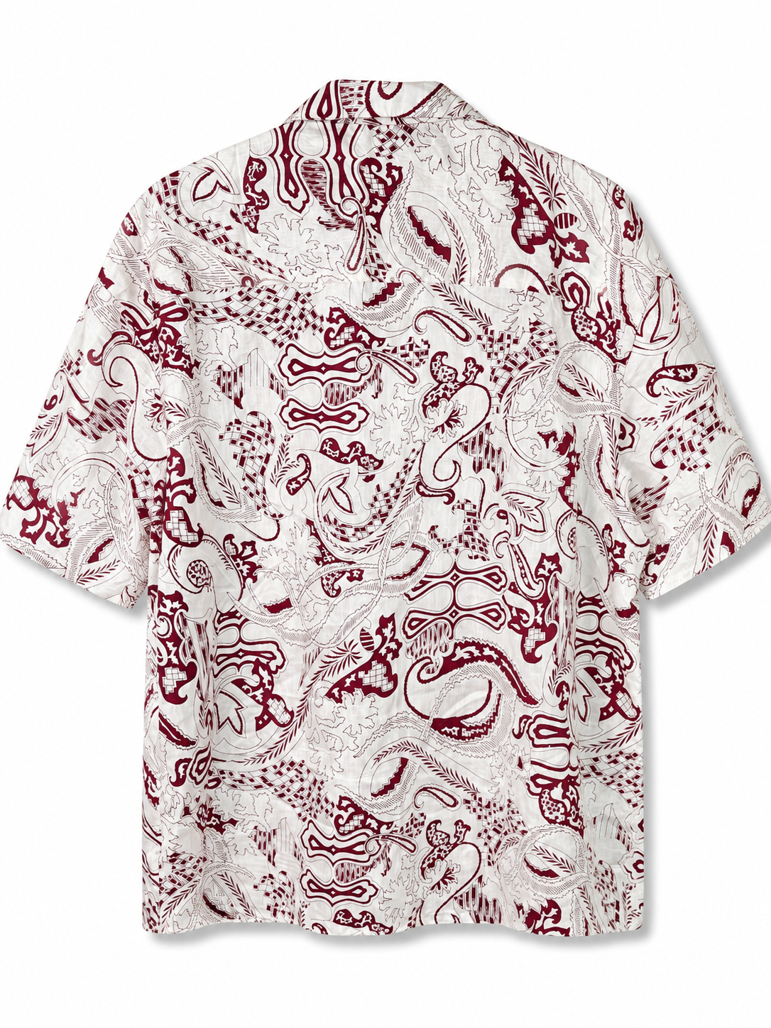 Camicia in Seta Sari Paisley Barocco Bordeaux Bianco - Taglia XL