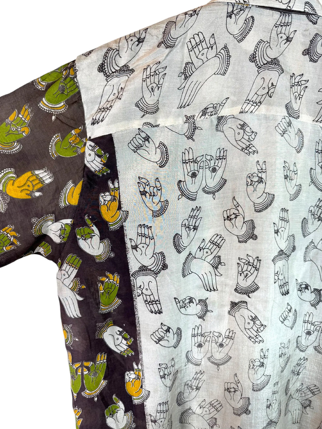 Camicia Etnica Kalamkari Mani Sacre Cotone Grigio - Taglia L