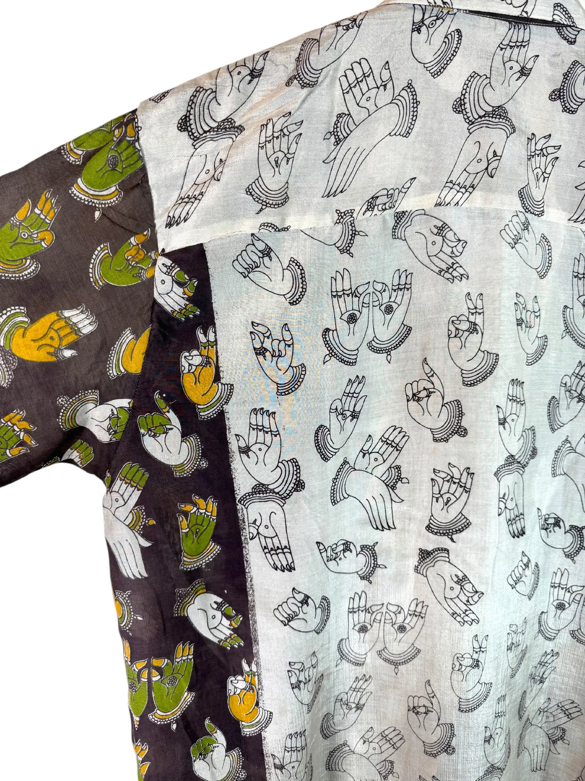 Camicia Etnica Kalamkari Mani Sacre Cotone Grigio - Taglia L
