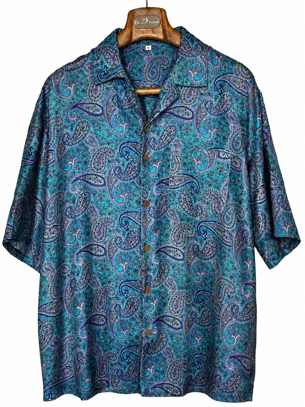 Camicia Etnica Sari Seta Paisley Turchese - Taglia M