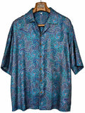 Camicia Etnica Sari Seta Paisley Turchese - Taglia M