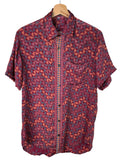 Camicia sari indiani unisex geometrica rossa arancio - Taglia M CAMICIE PARTICOLARI