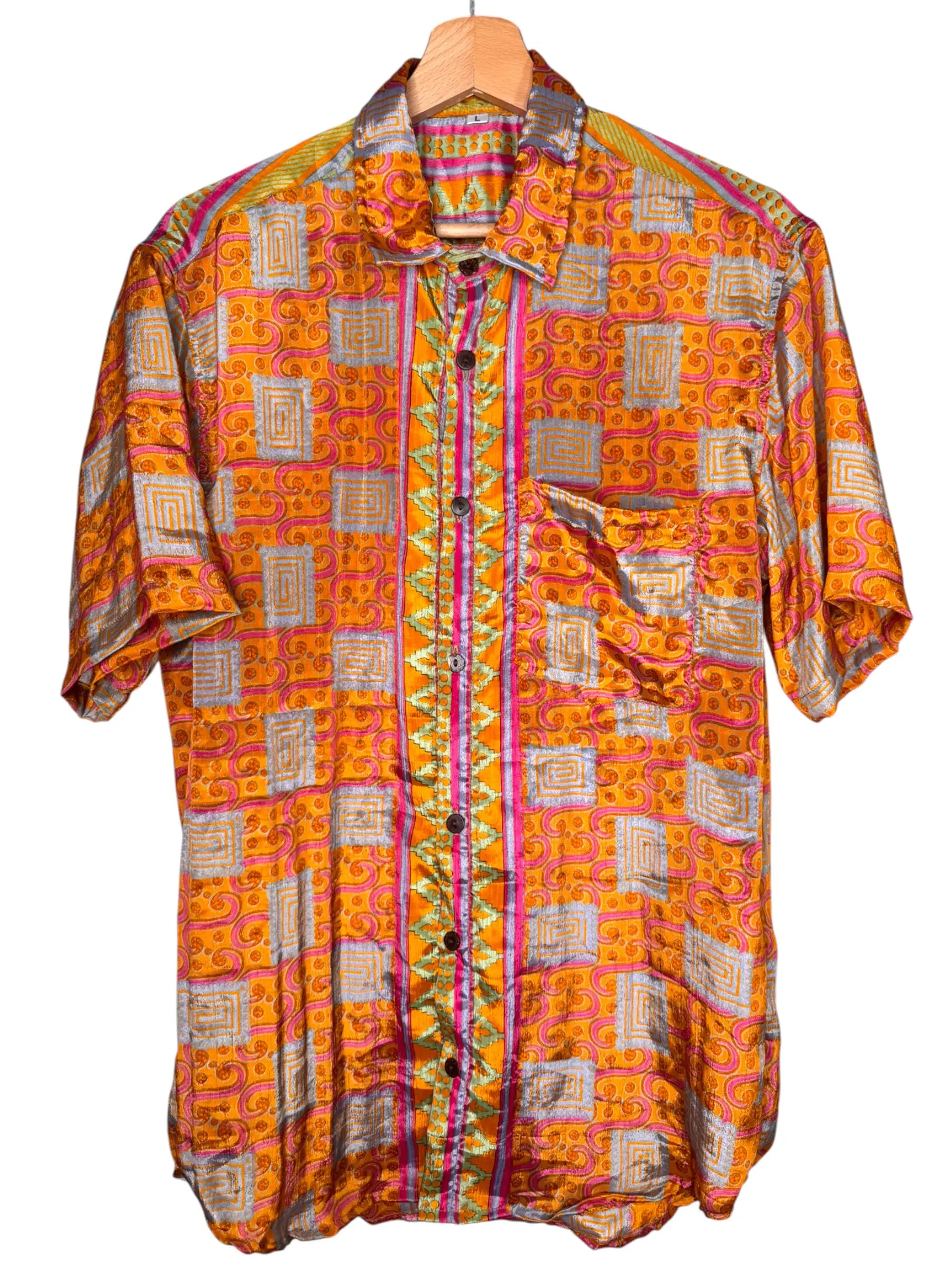 Camicia Particolare Arancio e Rosa - Sari - Taglia L